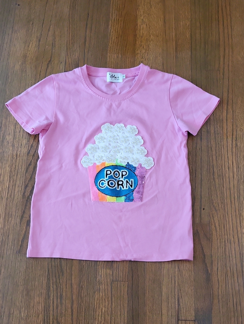Lola + The Boys Htf Pink Popcorn Sequin Short Sleeve Tee